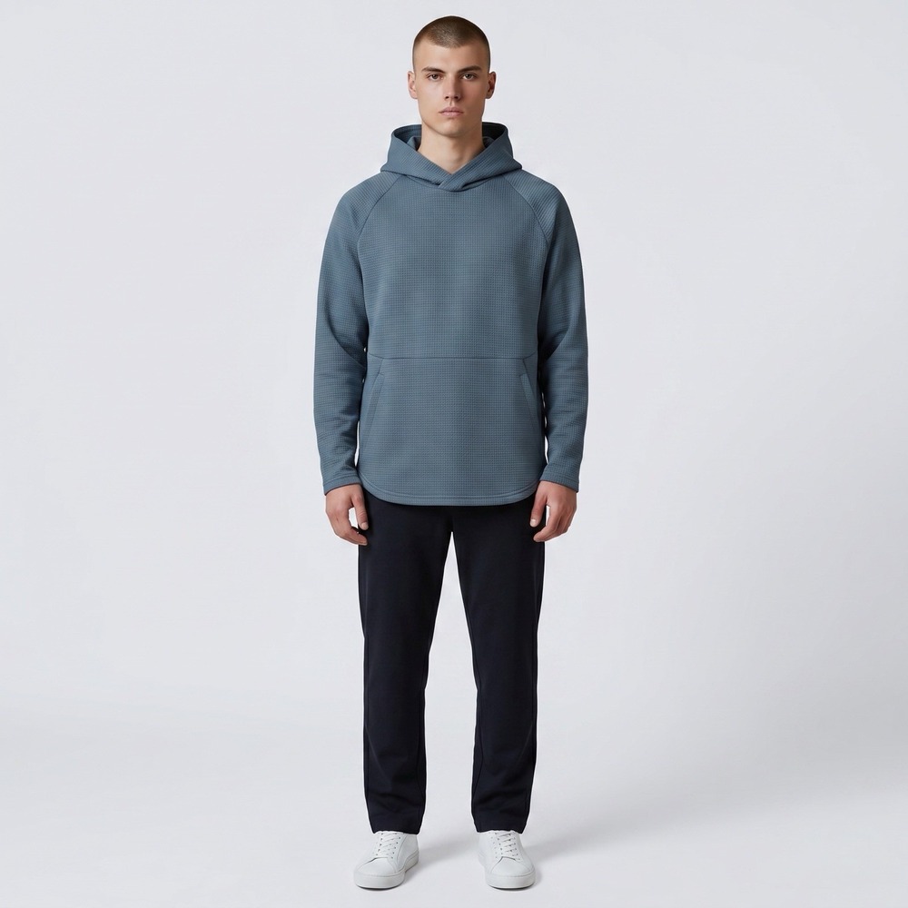 Hurley‎ Men's Exist Latitude Pullover Hoodie L Grey Teal Mid-weight Stretch Knit